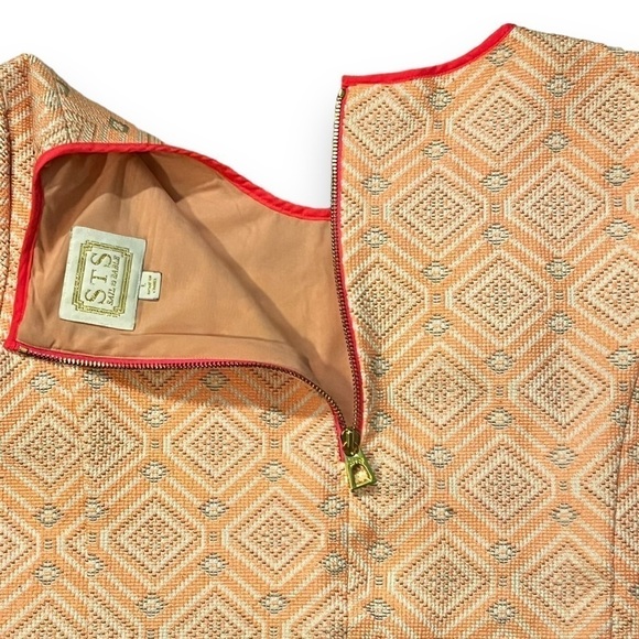 STS Sail to Sable Melon Jacquard Top Short Sleeve Neon Hot Pink Trim Zip Large - Picture 7 of 9